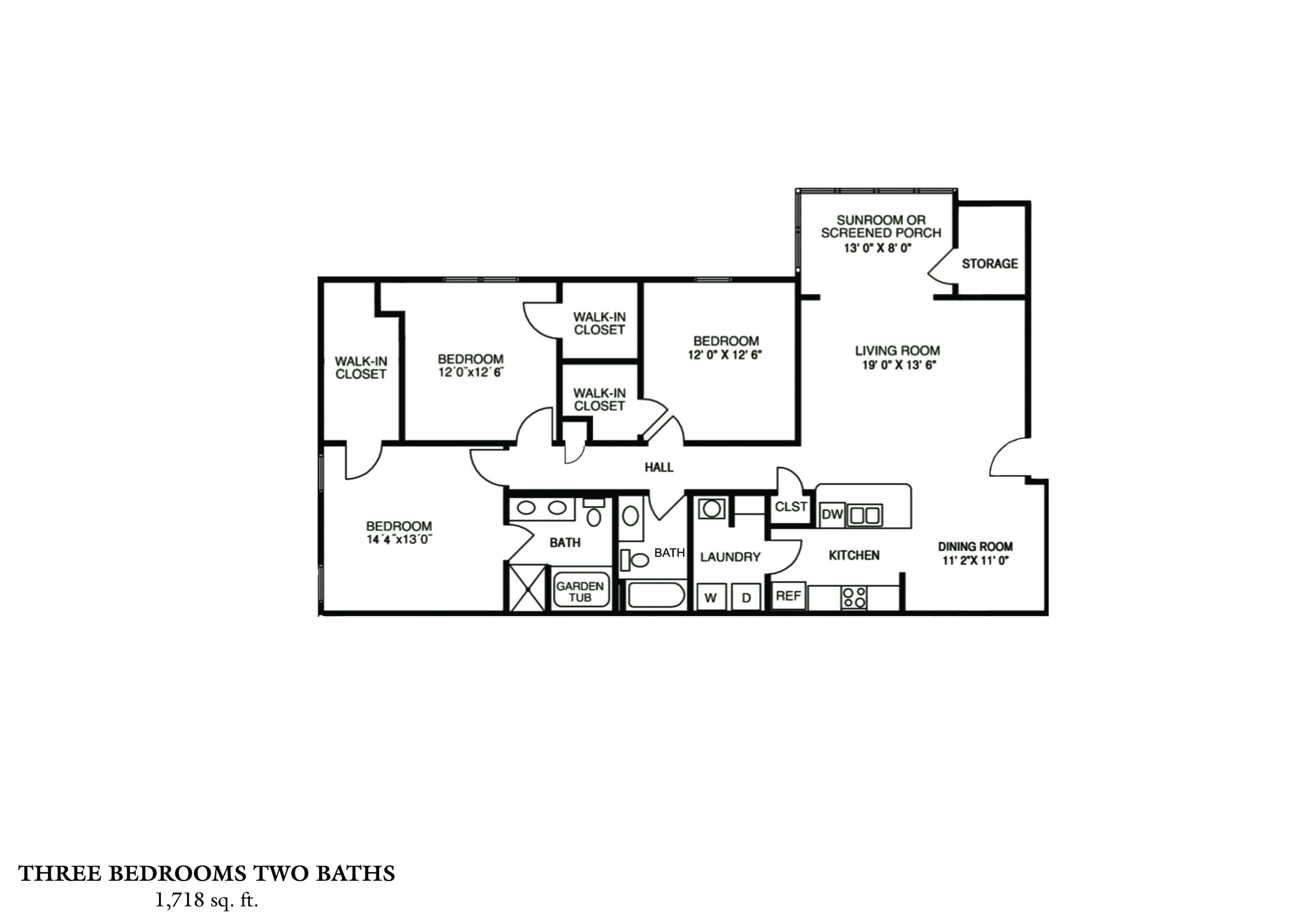 Greystone Properties Columbus, GA Apartments Three Bedroom - PHASE I & PHASE II Approx. 1,718 sq. ft. Beds 2 Baths 2