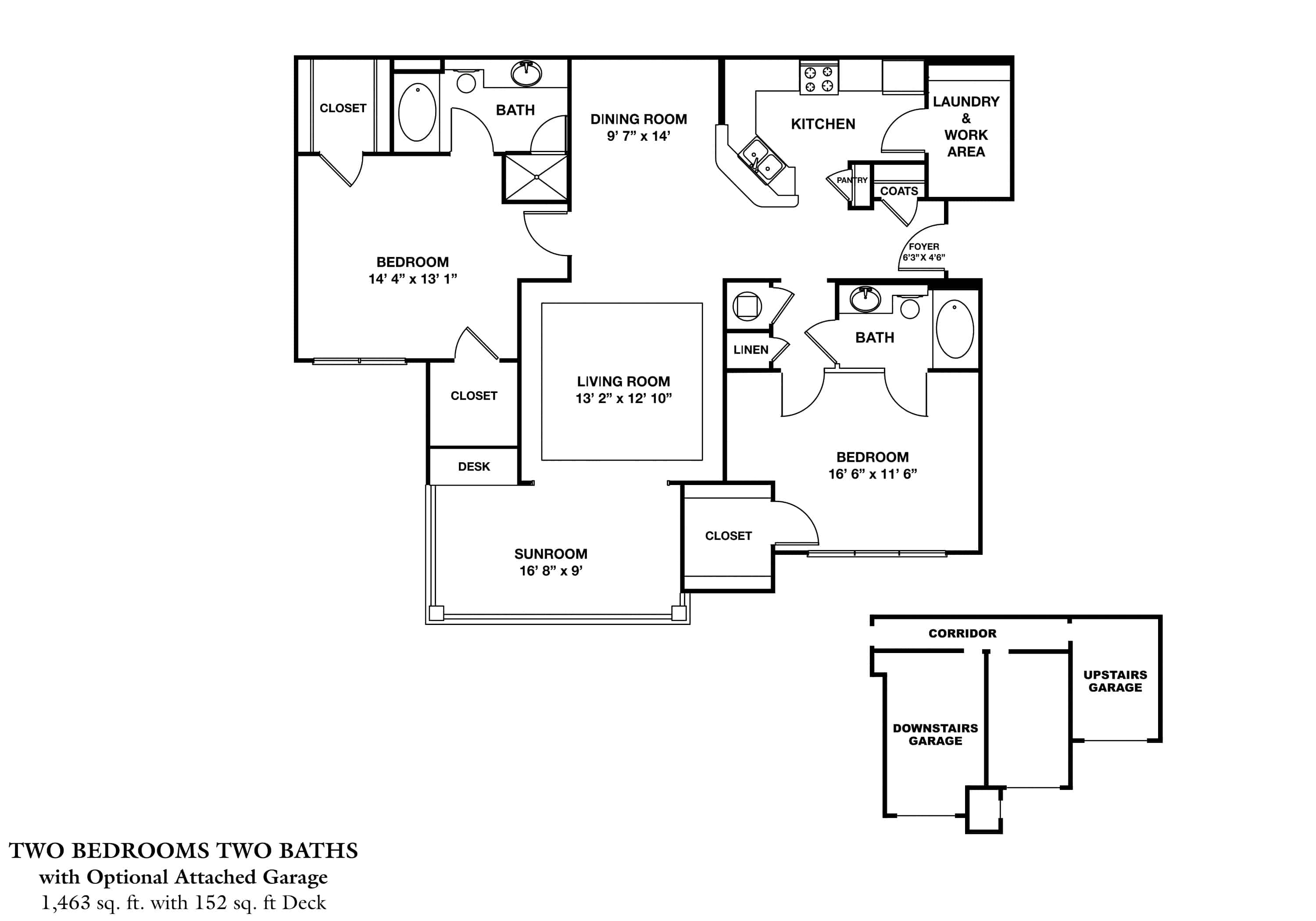 2 bedroom BSR plan at Greystone Falls Corporate Stay Columbus, GA